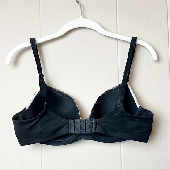 Victoria’s Secret Lined Demi Bra 34D black white lace underwire convertible - Picture 3 of 7
